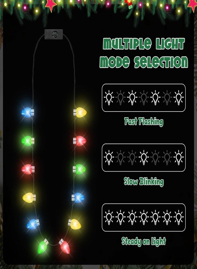 Traplace 4 PCS Christmas Party Favors, 3 Modes Light Up Christmas Necklace with 12 Glow Bulbs, LED Christmas Light Necklace, Colorful Xmas Bulb Necklaces Decor for Ugly Sweater New Year Family Party Supplies - Image 2